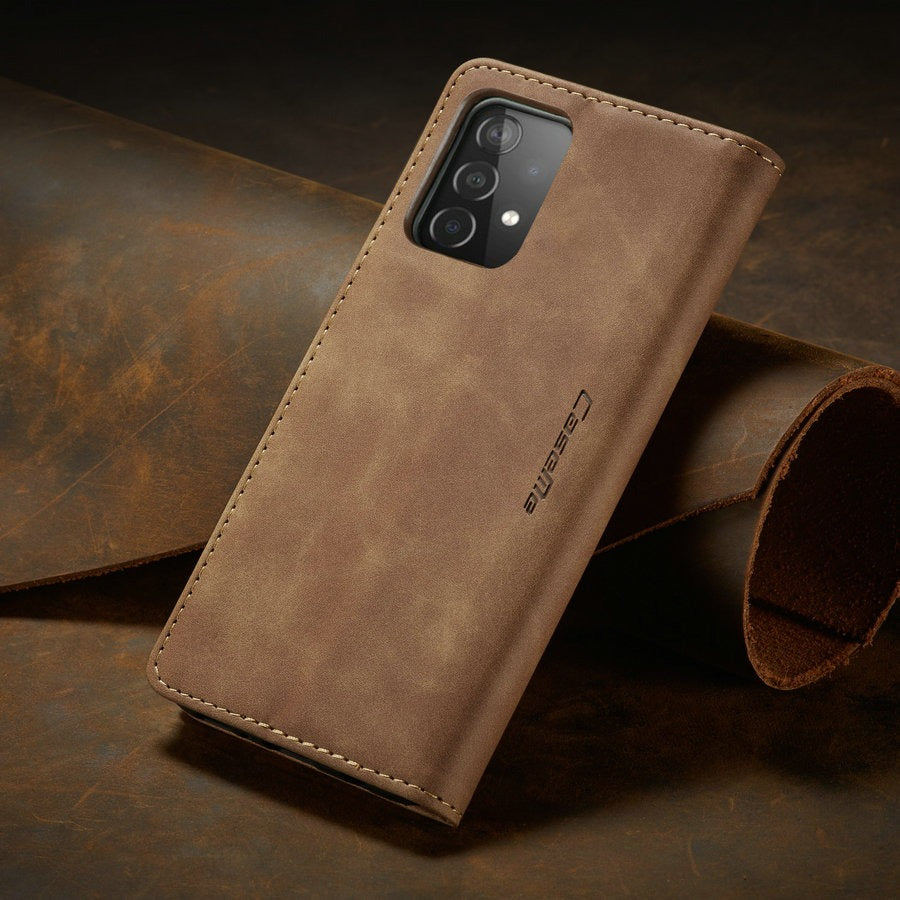 [FREE SHIPPING] CaseMe Retro Leather Case for Samsung A72 Book Style Flip Wallet Magnetic Cover Card Slots Case for Samsung A72