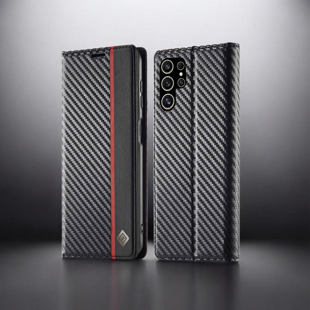 [FREE SHIPPING] CARBON FIBER BOOKLET LEATHER CASE FOR SAMSUNG S23 ULTRA