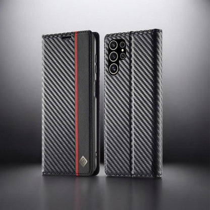 [FREE SHIPPING] CARBON FIBER BOOKLET LEATHER CASE FOR SAMSUNG S23 ULTRA