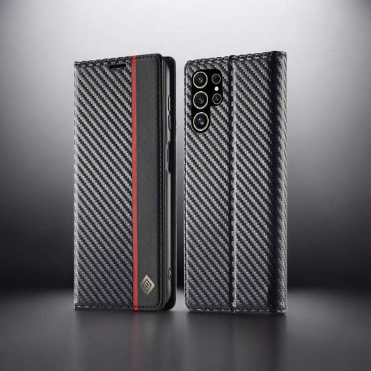 [FREE SHIPPING] CARBON FIBER BOOKLET LEATHER CASE FOR SAMSUNG S22 ULTRA