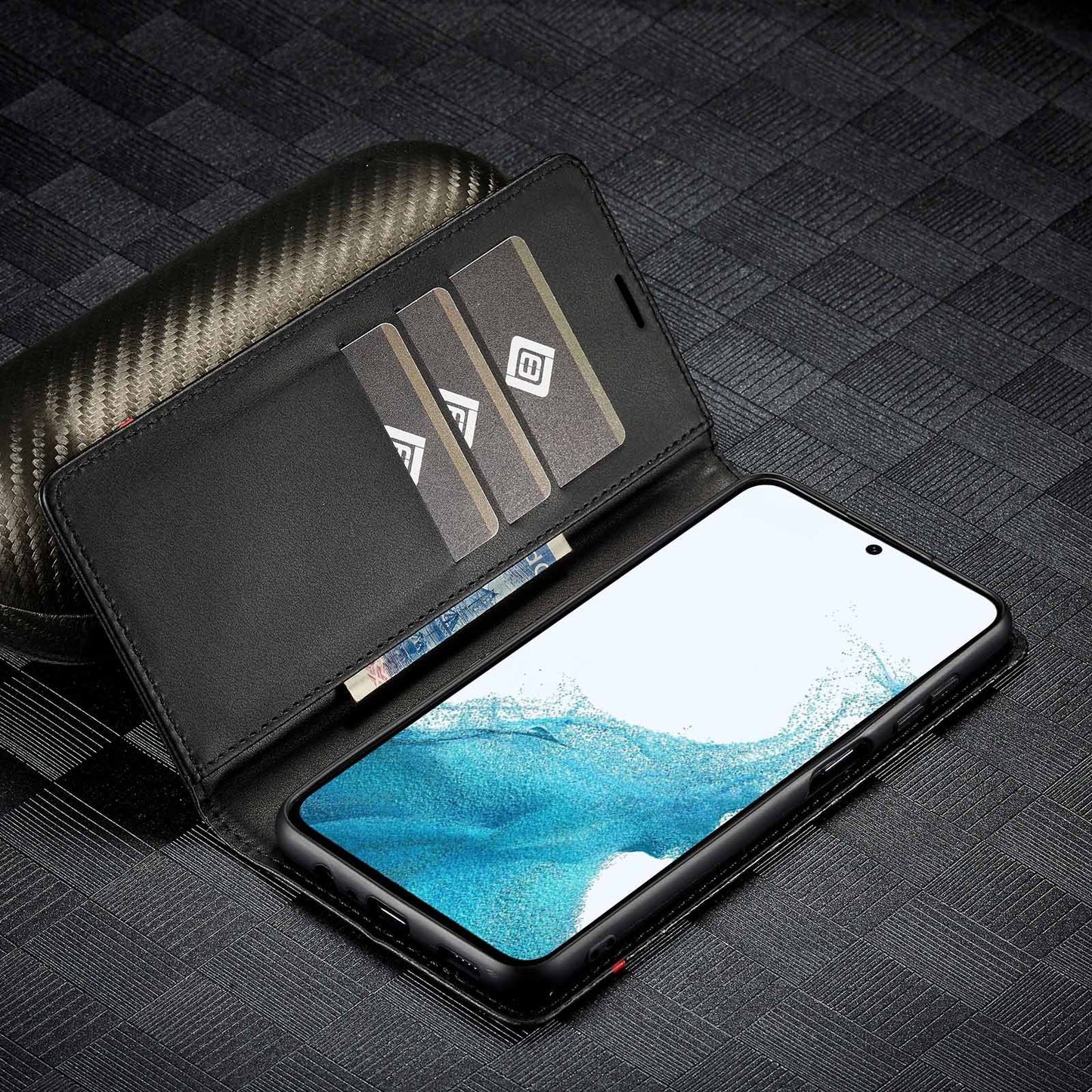 [FREE SHIPPING] CARBON FIBER BOOKLET LEATHER CASE FOR SAMSUNG S22 ULTRA