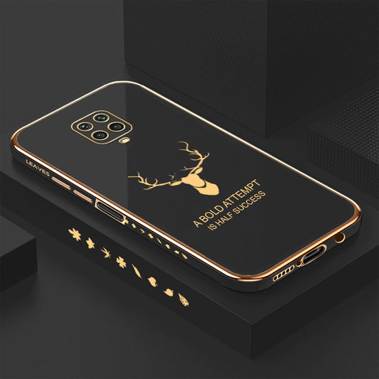 [ FREE SHIPPING] Luxury 6D Plating Case For Redmi Note 9 Pro Markhor Platting Back Cover Soft Silicone Square Phone Cases - Black