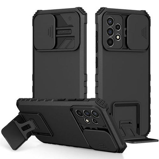 [ FREE SHIPPING] FOR SAMSUNG A52 PHONE CASE HARD SLIDING LENS PROTECT KICKSTAND BACK COVER - BLACK