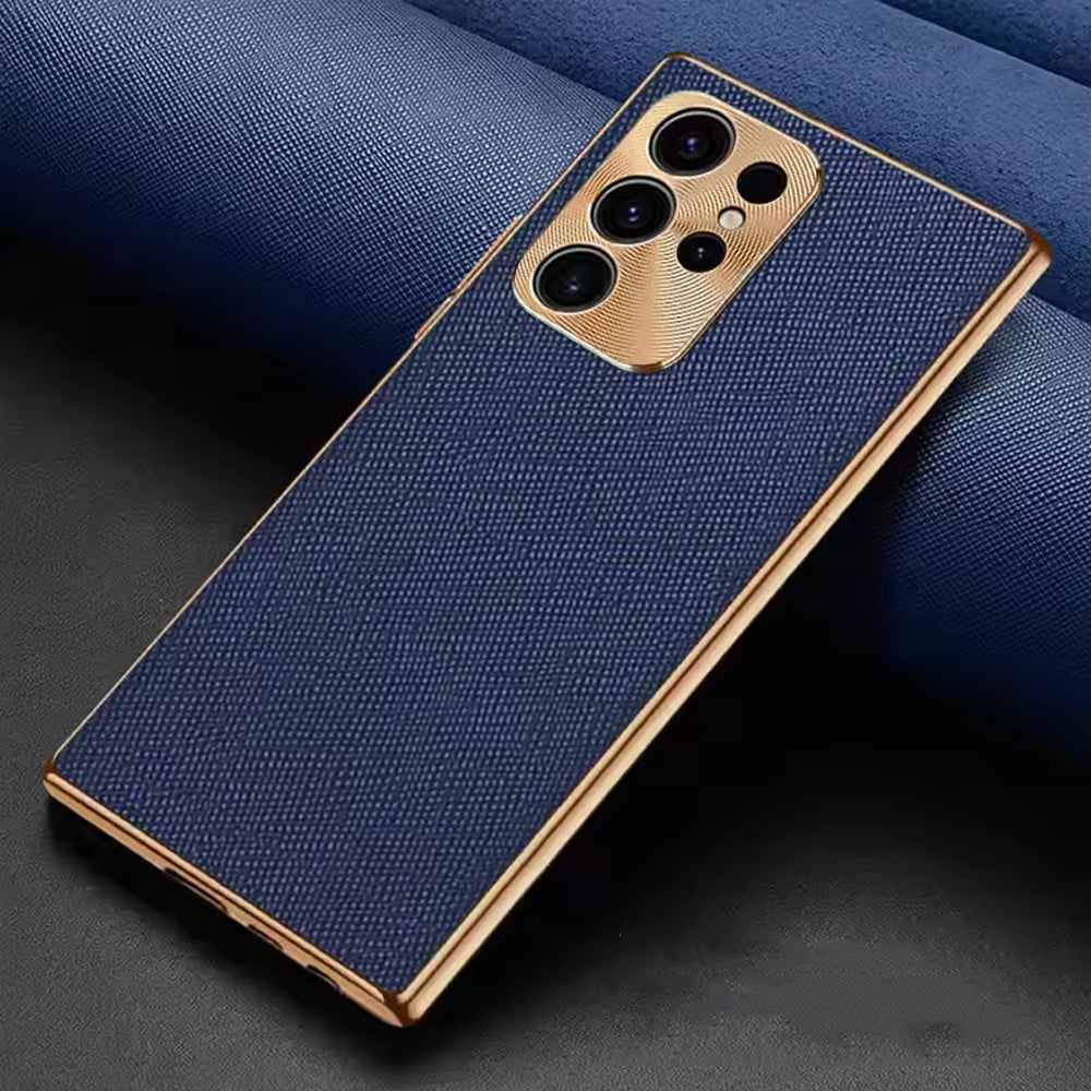 [FREE SHIPPING] GOLD EDGE LEATHER CASE FOR SAMSUNG S23 ULTRA