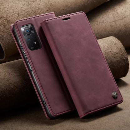 [FREE SHIPPING] CaseMe Retro Leather Case For Redmi Note 11 Book Style Flip Wallet Magnetic Cover Card Slots Case For Redmi Note 11