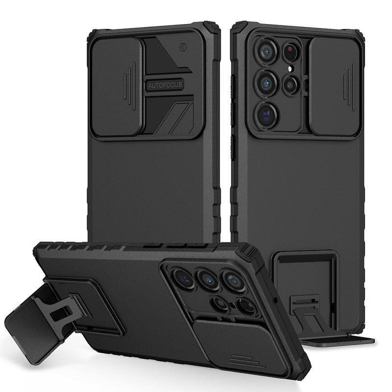 [ FREE SHIPPING] FOR SAMSUNG S24 ULTRA PHONE CASE HARD SLIDING LENS PROTECT KICKSTAND BACK COVER -