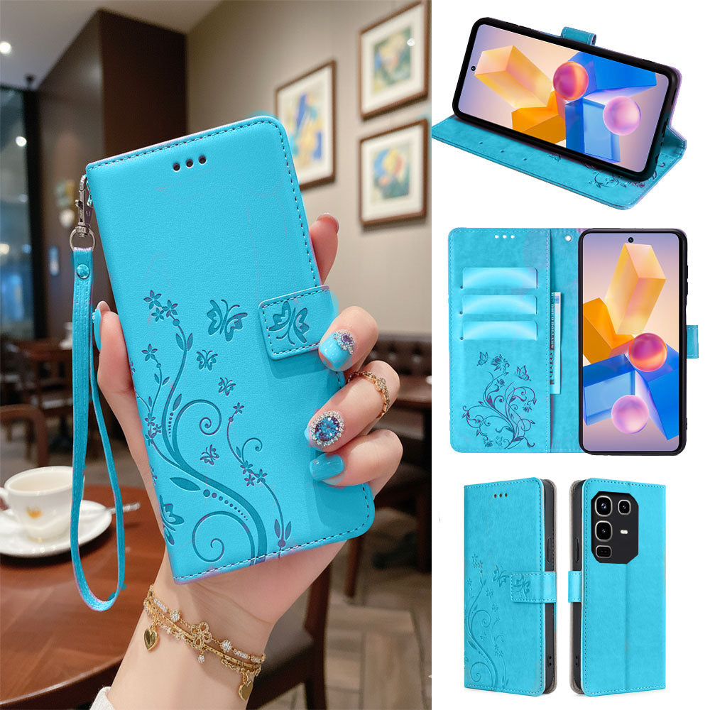 [FREE SHIPPING] BUTTERFLY FLOWER LEATHER FLIP WALLET CASE FOR INFINIX NOTE 50 PRO