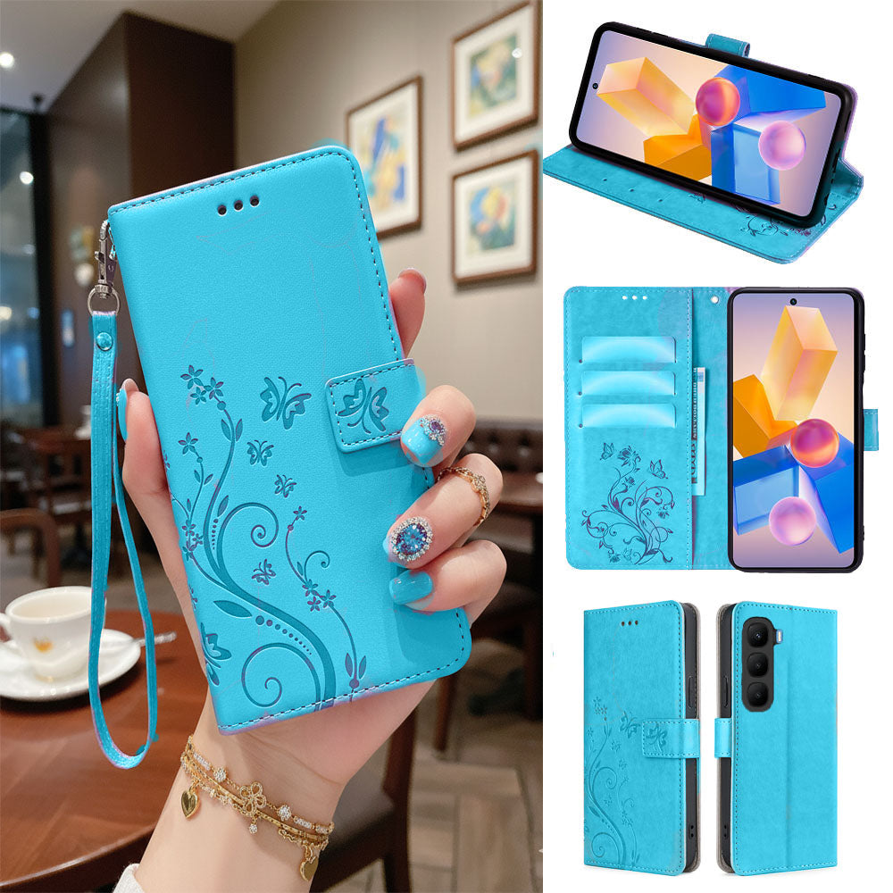 [FREE SHIPPING] BUTTERFLY FLOWER LEATHER FLIP WALLET CASE FOR INFINIX HOT 60i