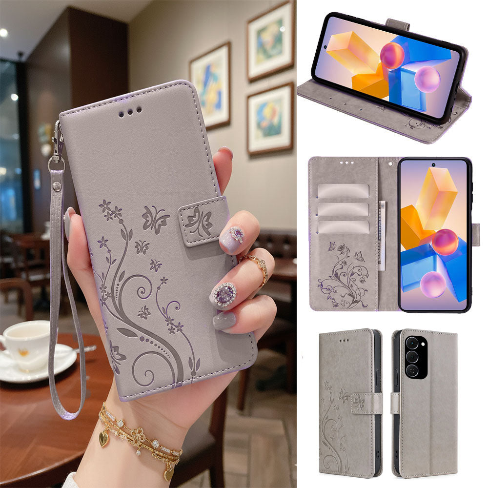 [FREE SHIPPING] BUTTERFLY FLOWER LEATHER FLIP WALLET CASE FOR TECNO SPARK 40 PRO