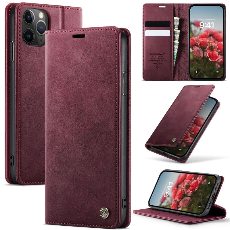 [ FREE SHIPPING] CaseMe Retro Leather Case For Iphone 12 Pro Max Book Style Flip Wallet Magnetic Cover Card Slots Case For Iphone 12 Pro Max