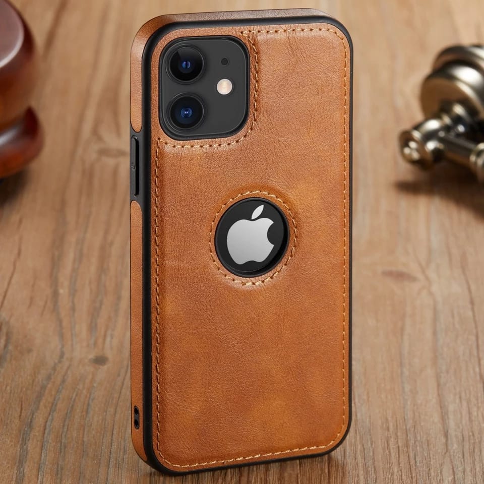 [ FREE SHIPPING] Leather Logo Cut Back Case for Apple iPhone 12 Pro Max