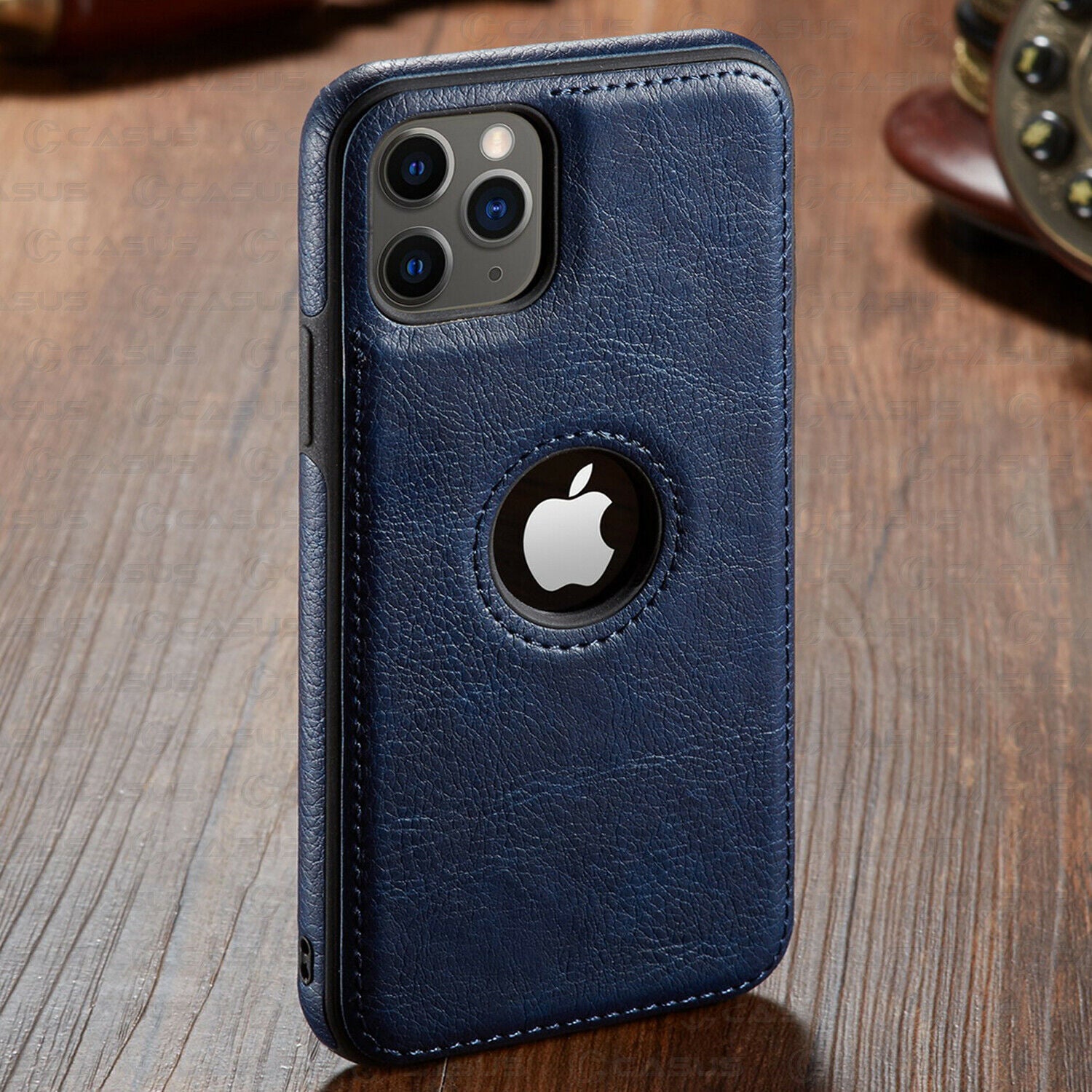 [ FREE SHIPPING] Leather Logo Cut Back Case for Apple iPhone 12 Pro Max
