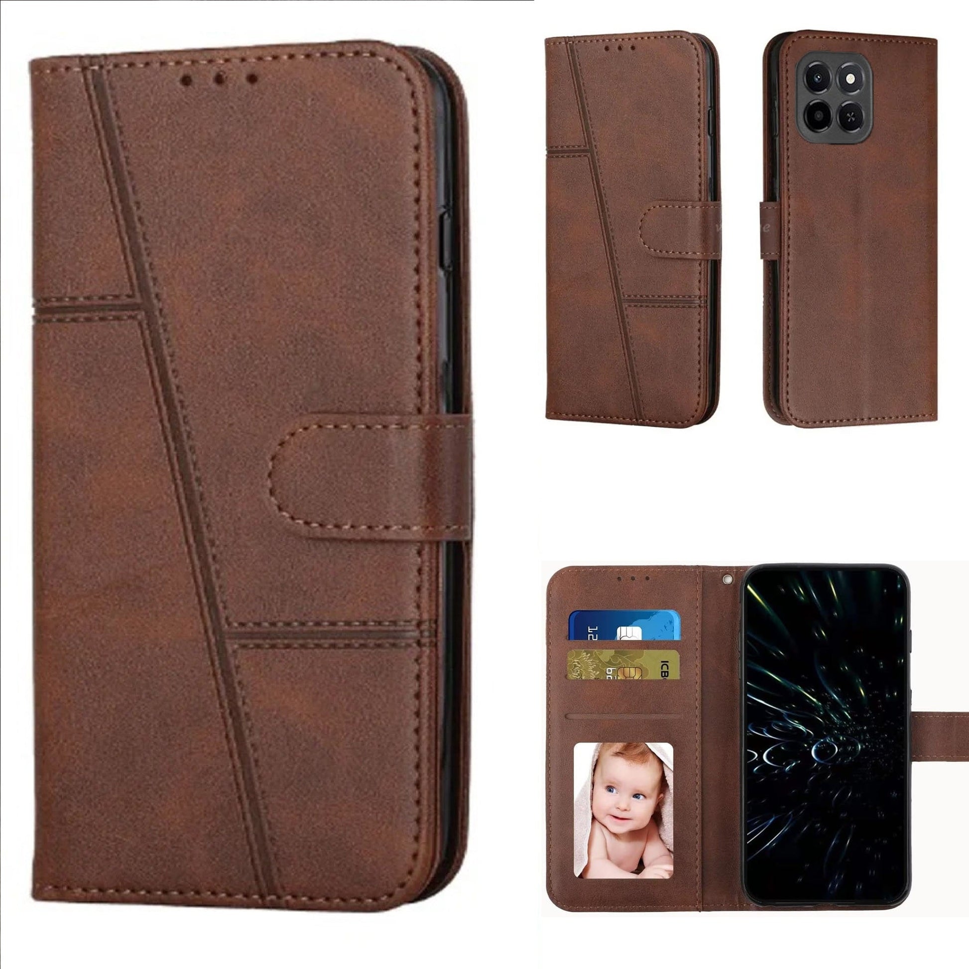 [FREE SHIPPING]BOOKLET LEATHER FLIP WALLET CASE FOR HUAWEI HONOR X6C