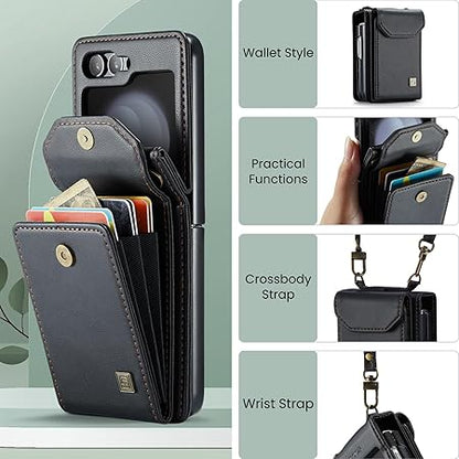 [FREE SHIPPING ]FLIP LEATHER WALLET CASE FOR SAMSUNG Z FLIP 5