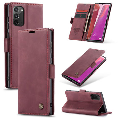 [FREE SHIPPING] CaseMe Retro Leather Case For Samsung Note 20 Book Style Flip Wallet Magnetic Cover Card Slots Case For Samsung Note 20 - Brown