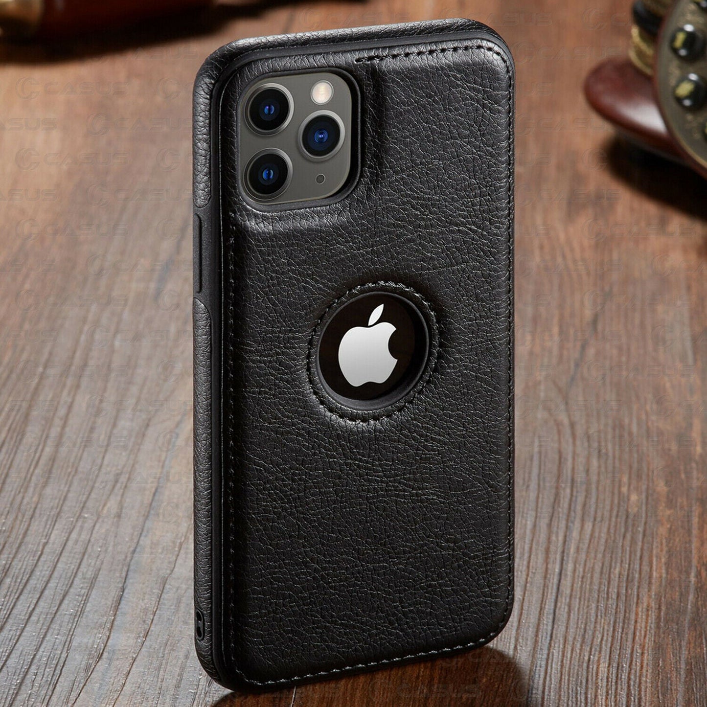 [ FREE SHIPPING] Leather Logo Cut Back Case for Apple iPhone 12 Pro Max