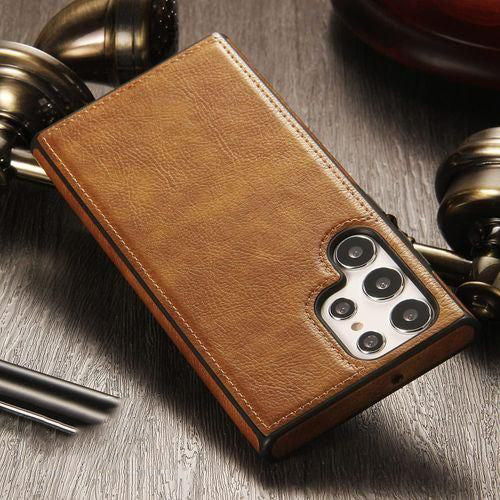 [ FREE SHIPPING] Leather Logo Cut Back Case For Samsung Galaxy S25 Ultra