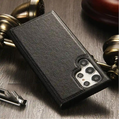 [ FREE SHIPPING] Leather Logo Cut Back Case For Samsung Galaxy S25 Ultra