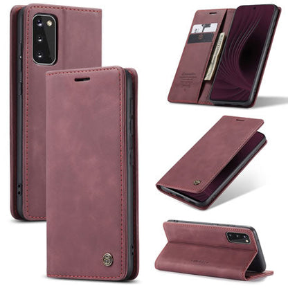 [FREE SHIPPING] CaseMe Retro Leather Case for Samsung S20 Book Style Flip Wallet Magnetic Cover Card Slots Case for Samsung S20 - Brown