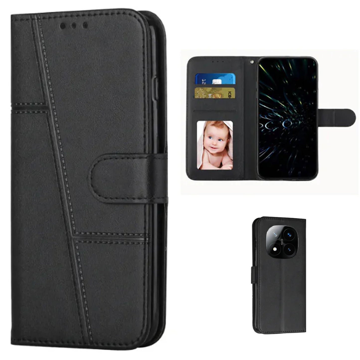 [FREE SHIPPING] BOOKLET LEATHER CASE FOR REDMI NOTE 14 PRO