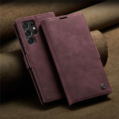 [FREE SHIPPING] CaseMe Retro Leather Case For Samsung S24 Ultra Book Style Flip Wallet Magnetic Cover Card Slots Case For Samsung S24 Ultra