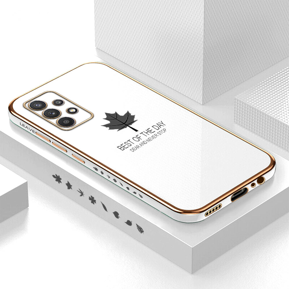[ FREE SHIPPING] Luxury 6D Plating Case for Samsung Galaxy A13 Maple Leaf Side Pattern Back Cover Soft Silicone Square Phone Cases