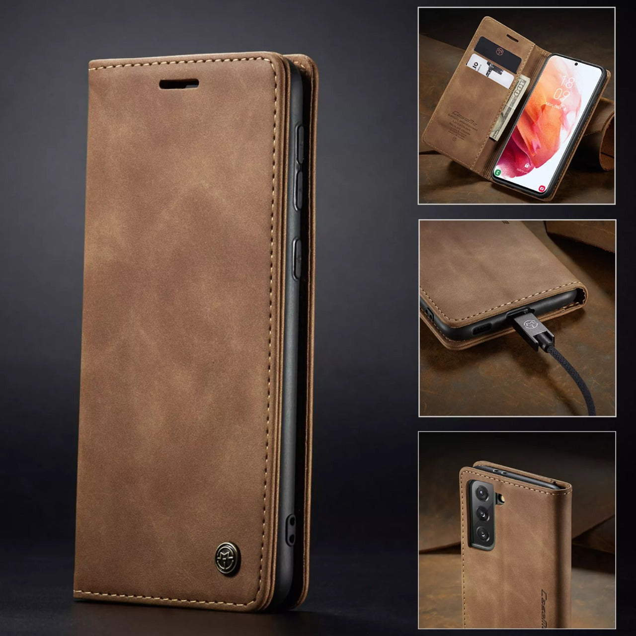 [FREE SHIPPING] CaseMe Retro Leather Flip Case For Samsung S21 Plus