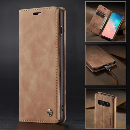 [FREE SHIPPING] CaseMe Retro Leather Case For Samsung S10 Plus  Book Style Flip Wallet Magnetic Cover Card Slots Case For Samsung S10 Plus