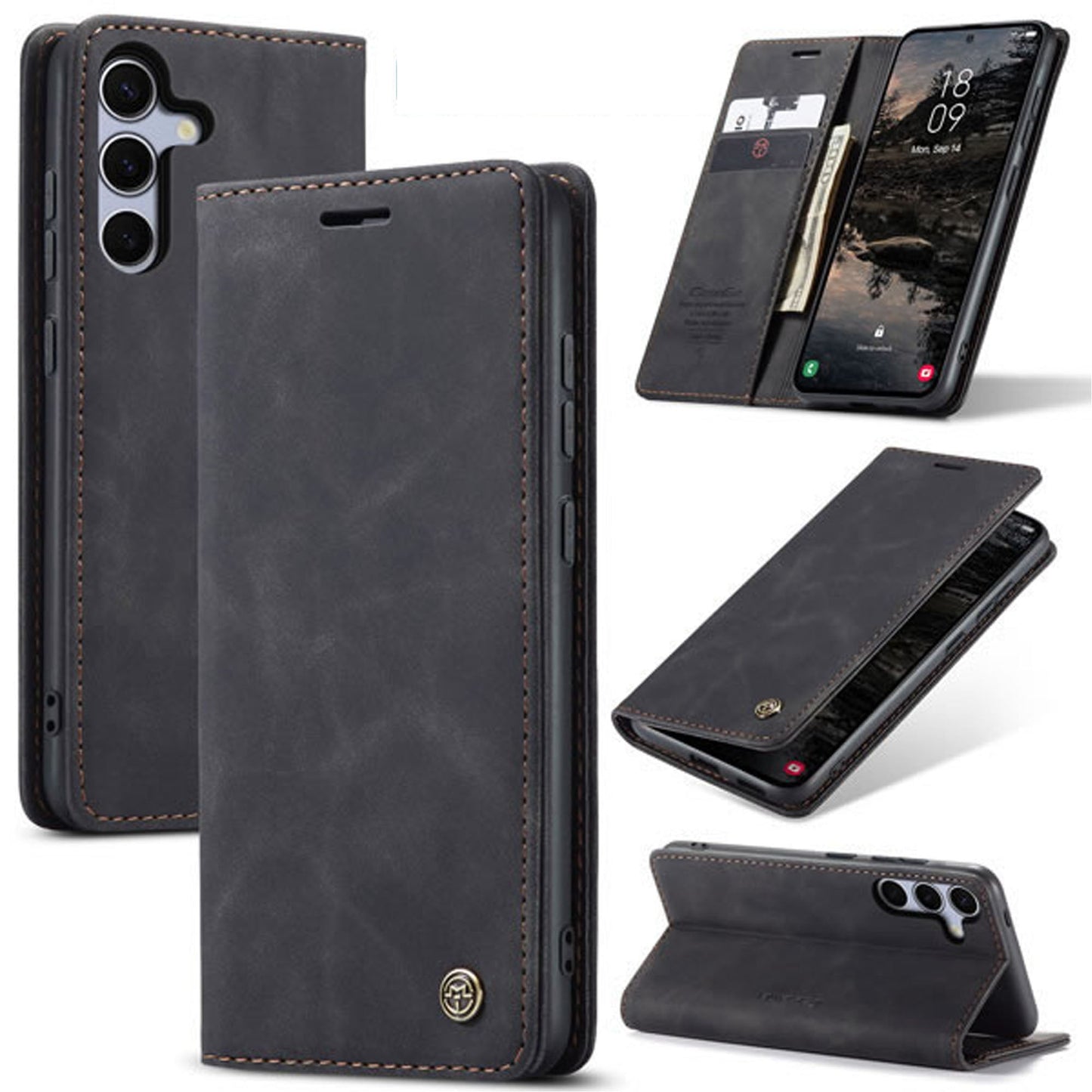 Black CASEME flip case for Samsung S25 with sleek, protective design