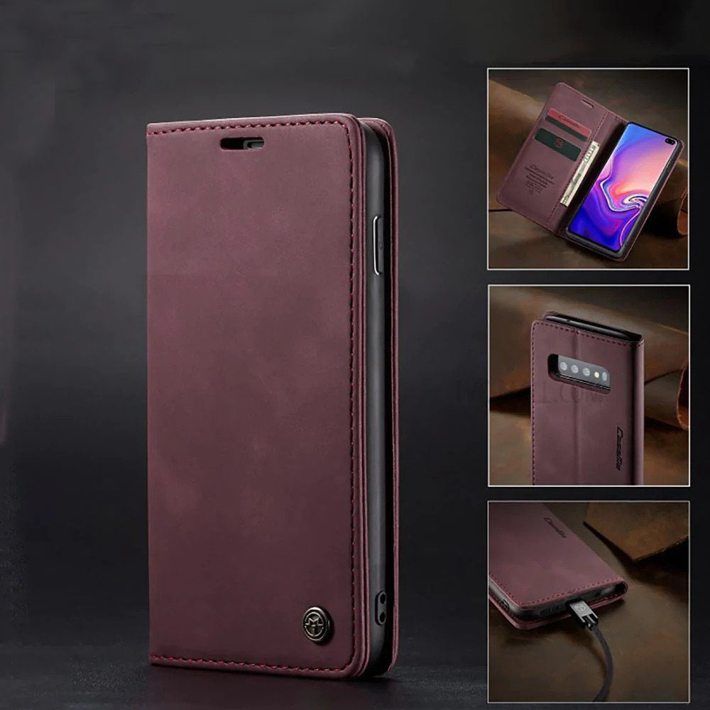 [FREE SHIPPING] CaseMe Retro Leather Case For Samsung S10 Plus  Book Style Flip Wallet Magnetic Cover Card Slots Case For Samsung S10 Plus