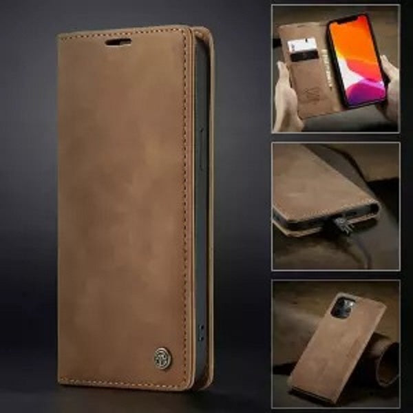 [ FREE SHIPPING]  CaseMe Retro Leather Case For Iphone 12 Pro Max Book Style Flip Wallet Magnetic Cover Card Slots Case For Iphone 12 Pro Max