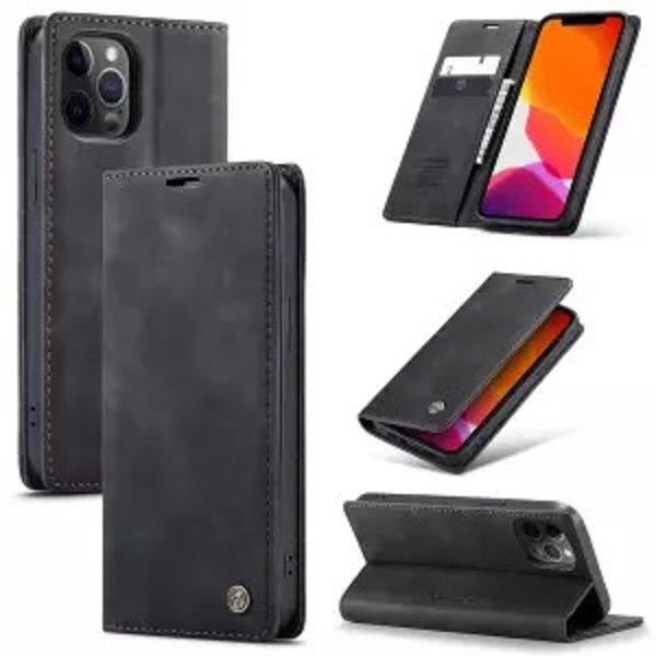 [ FREE SHIPPING]  CaseMe Retro Leather Case For Iphone 12 Pro Max Book Style Flip Wallet Magnetic Cover Card Slots Case For Iphone 12 Pro Max