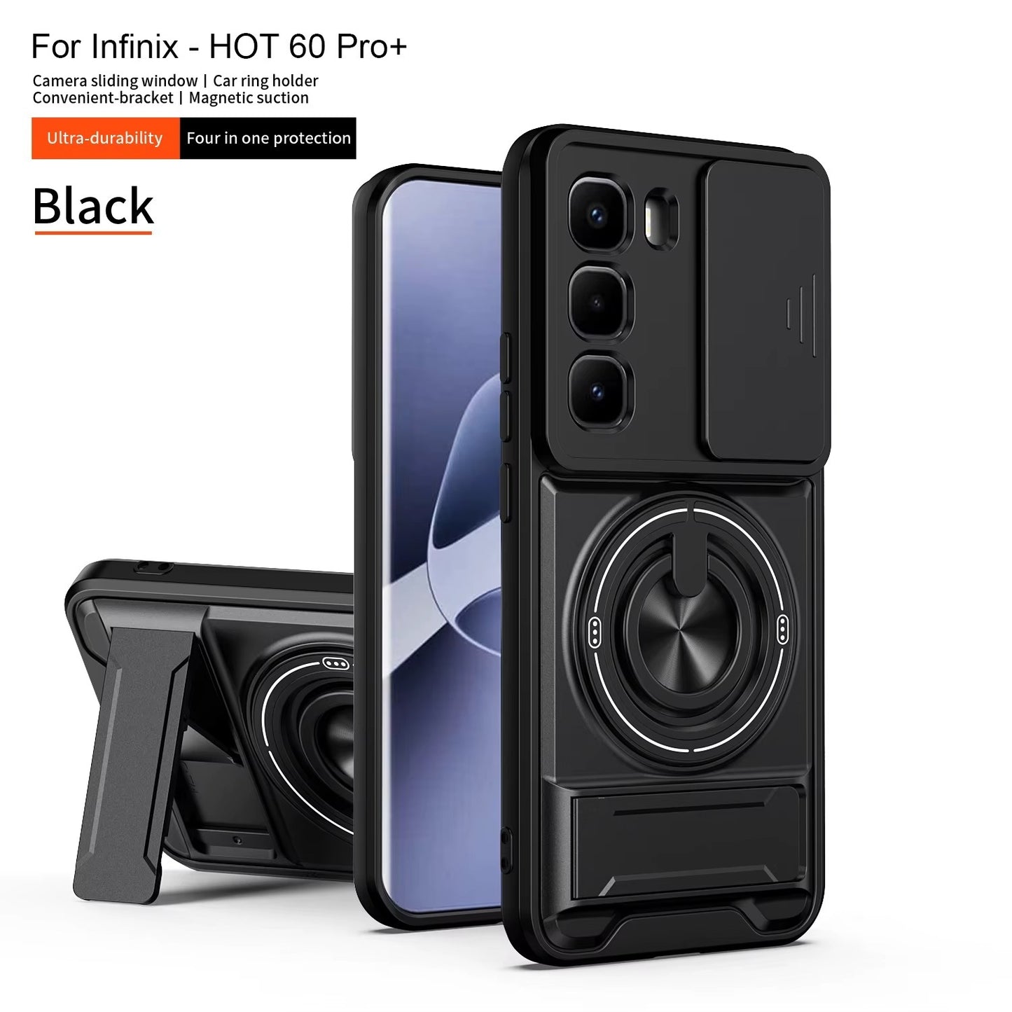 (Free Shipping) Camera Guard Kickstand Case for Infinix Hot 60 pro Plus