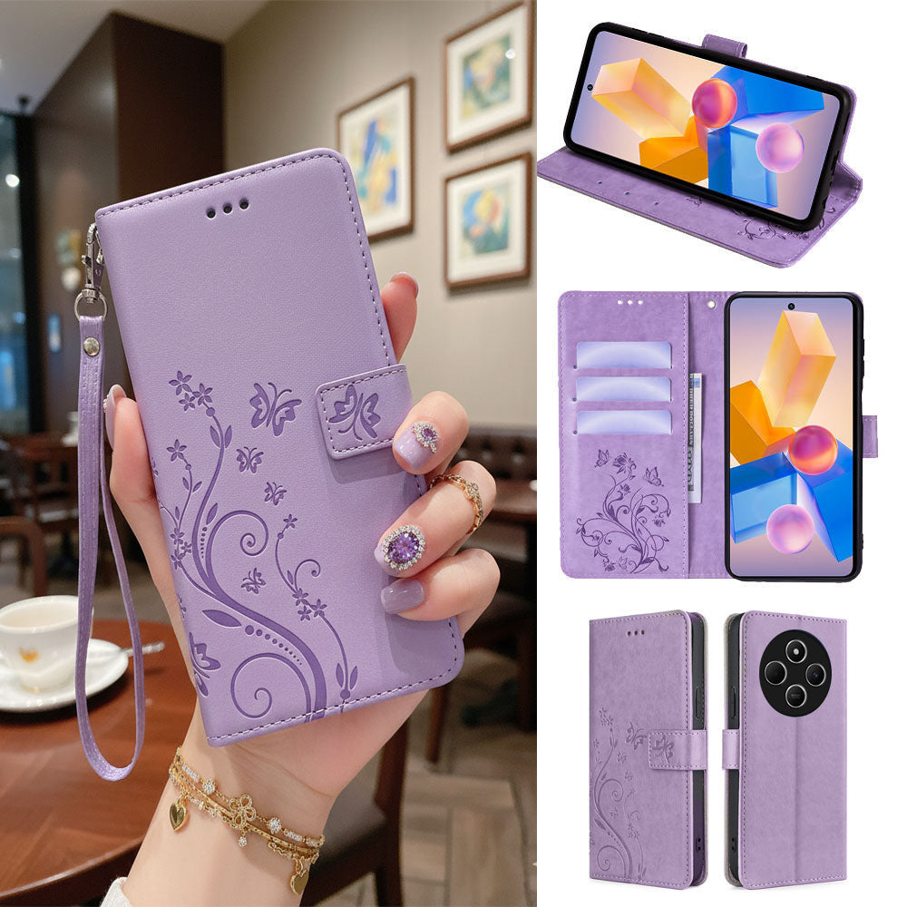 [FREE SHIPPING] BUTTERFLY FLOWER LEATHER FLIP WALLET CASE FOR POCO C75