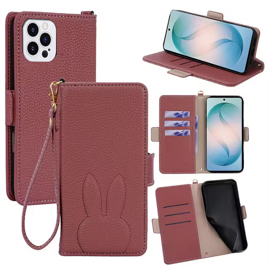 [FREE SHIPPING] BUNNY LEATHER FLIP WALLET CASE IPHONE 15 PRO MAX