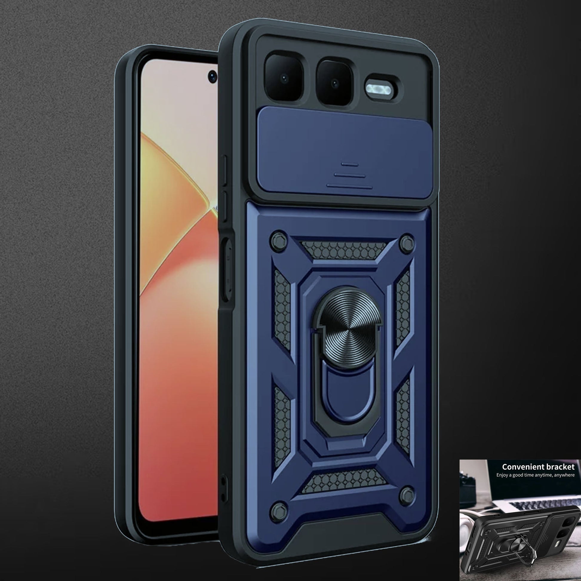 [FREE SHIPPING] ARMOR RING HOLDER CAMERA PROTECTION CASE FOR INFINIX SMART 10 PLUS