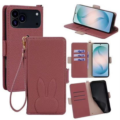 [FREE SHIPPING] BUNNY LEATHER FLIP WALLET CASE IPHONE 17 PRO MAX