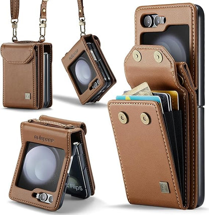 [FREE SHIPPING ]FLIP LEATHER WALLET CASE FOR SAMSUNG Z FLIP 5