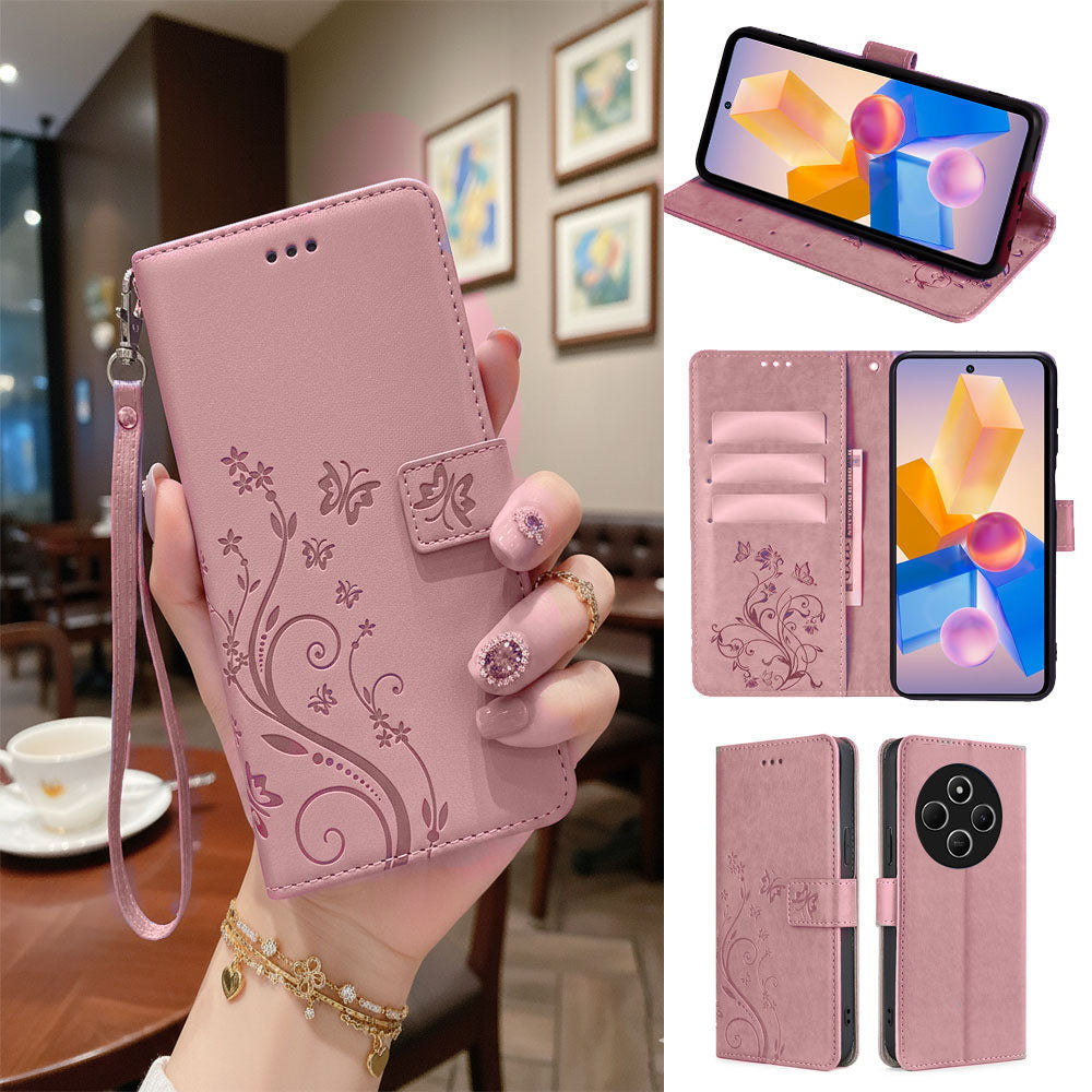 [FREE SHIPPING] BUTTERFLY FLOWER LEATHER FLIP WALLET CASE FOR REDMI 14C