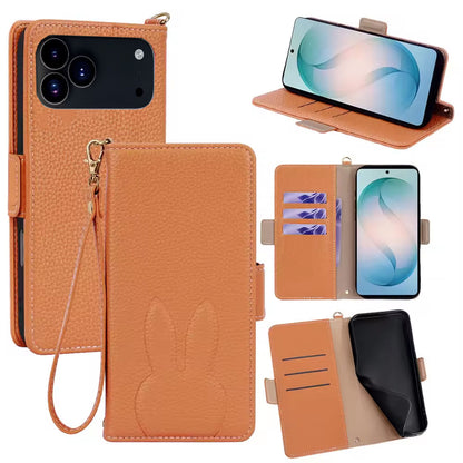 [FREE SHIPPING] BUNNY LEATHER FLIP WALLET CASE IPHONE 17 PRO MAX