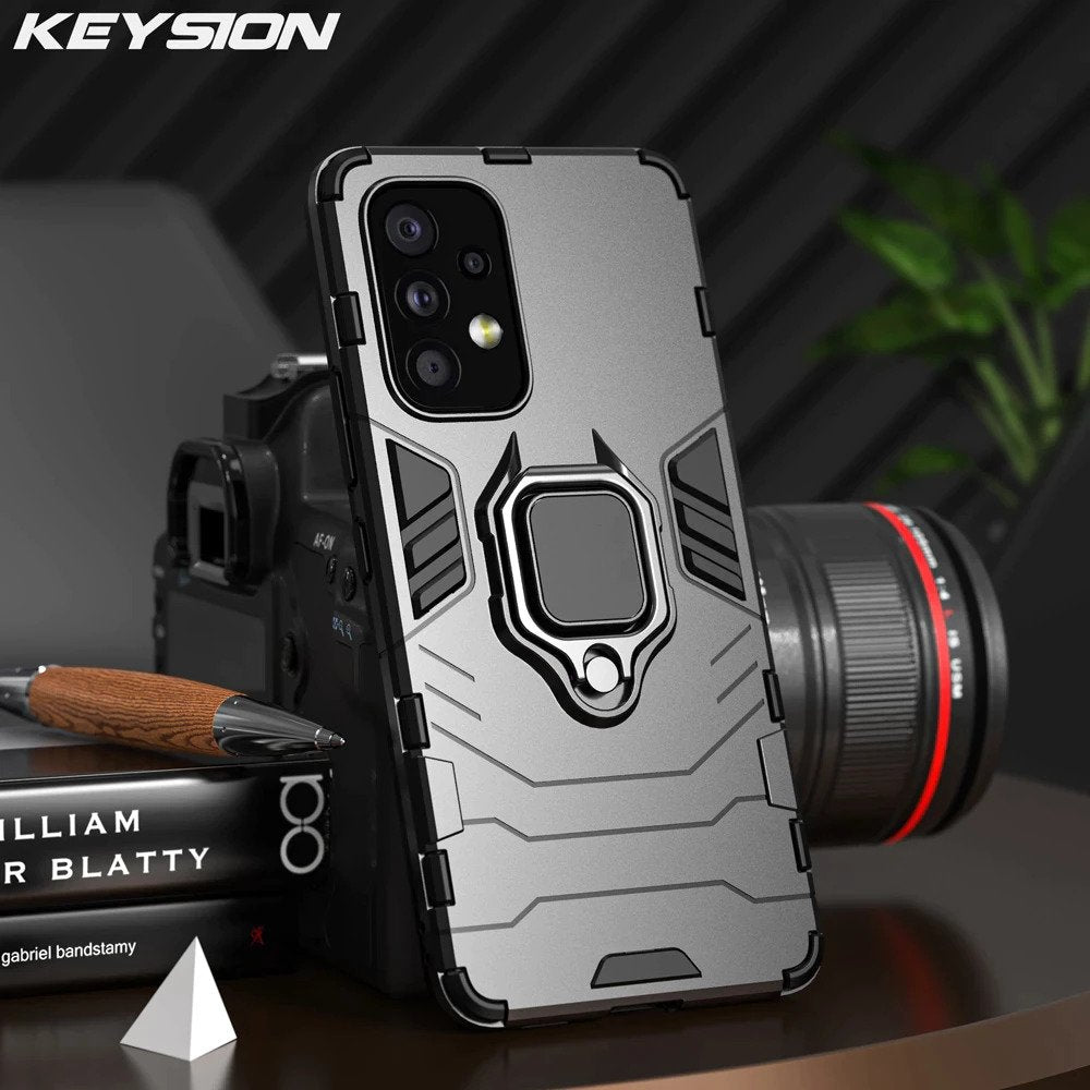 [ FREE SHIPPING] Samsung A33 , Armor Shockproof Stand Holder Cover - Black