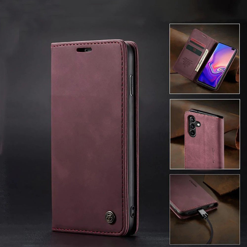 [FREE SHIPPING] CASEME RETRO LEATHER CASE FOR SAMSUNG A34 BOOK STYLE FLIP WALLET MAGNETIC COVER CARD SLOTS CASE FOR SAMSUNG A34