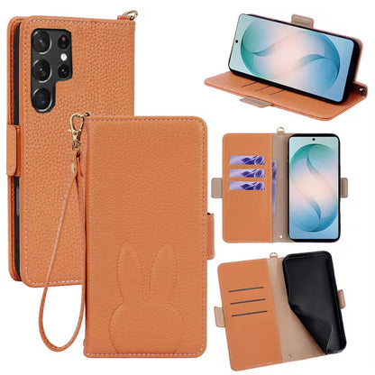 [FREE SHIPPING] BUNNY LEATHER FLIP WALLET CASE SAMSUNG S23 ULTRA