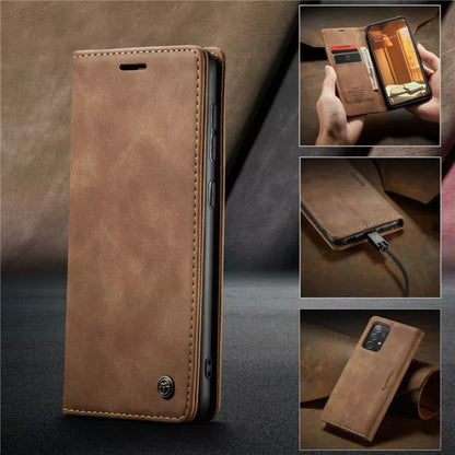 [FREE SHIPPING] CaseMe Retro Leather Case For Samsung Galaxy A13 Book Style Flip Wallet Magnetic Cover Card Slots Case For Samsung Galaxy A13
