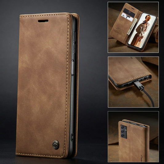 [FREE SHIPPING] CASEME RETRO LEATHER CASE FOR SAMSUNG A54 BOOK STYLE FLIP WALLET MAGNETIC COVER CARD SLOTS CASE FOR SAMSUNG A54