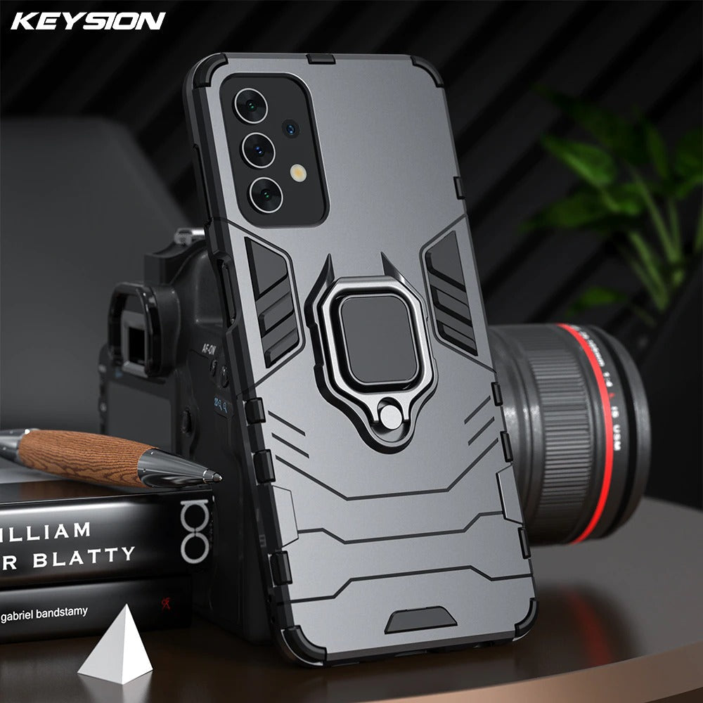 [ FREE SHIPPING] Samsung A23,Armor Shockproof Stand Holder Cover - Black