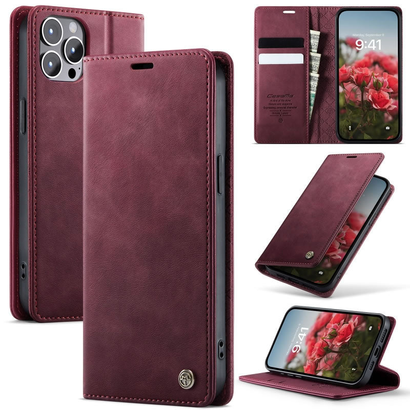 [ FREE SHIPPING] CaseMe Retro Leather Case For Iphone 12 Pro Max Book Style Flip Wallet Magnetic Cover Card Slots Case For Iphone 12 Pro Max