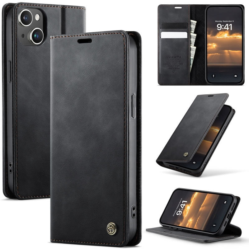 [FREE SHIPPING] Caseme Retro Leather Case For Iphone 13 Book Style Flip Wallet Magnetic Cover Card Slots Case For Iphone 13
