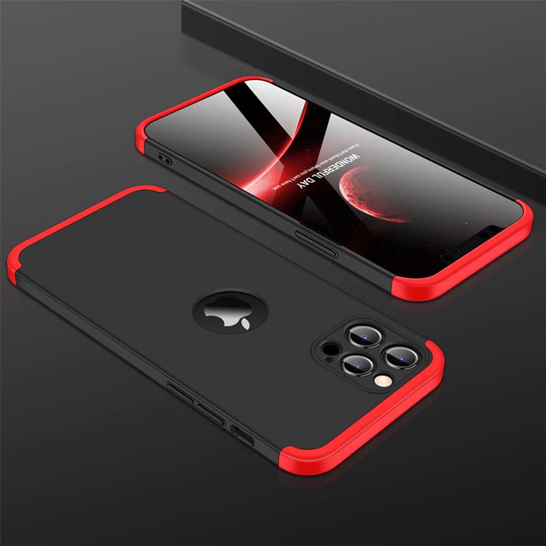 [ FREE SHIPPING] iPhone 12 Pro Max - Gkk Original Shock Proof Full Protection Cover 360 Case - Red & Black